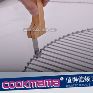 Base de montagem do logotipo da fábrica, alça de madeira, aço inoxidável, cesta de grelha, levantador - Product Image 4
