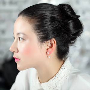LUOTEEMI Stile Della Corea di Alta Qualità Primavera Estate Amore Romantico Da Sposa di Lusso Deluxe <span class=keywords><strong>Bianco</strong></span> CZ <span class=keywords><strong>Fiore</strong></span> <span class=keywords><strong>Orecchini</strong></span> di Perle - Product Image 3
