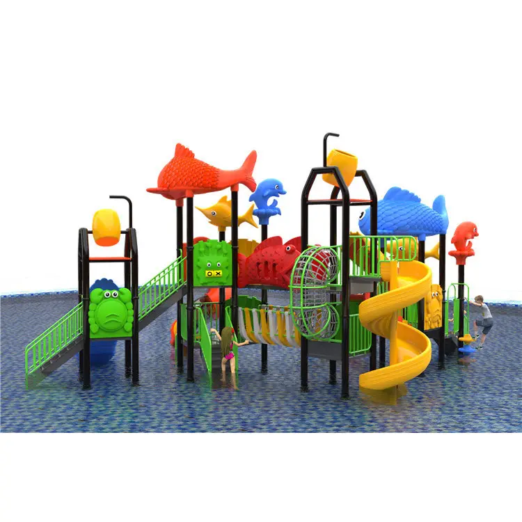 ใช้น้ำ park สนามเด็กเล่นกลางแจ้งขนาดใหญ่พลาสติกอุปกรณ์สไลด์เด็กอนุบาลของเล่นสำหรับขาย