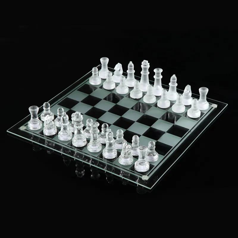 Jeu d'échecs, jeu de damiers, en verre mat et transparent, cristal solide, 1 pièce, nouveau, cadeau Premium d'anniversaire, de noël