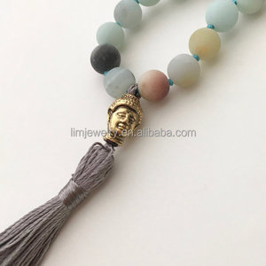 <span class=keywords><strong>Collana</strong></span> di Mala con perline 108 personalizzata 8mm Amazonite opaca a mano con motivo a sfera alla moda buddista stile bohémien - Product Image 2