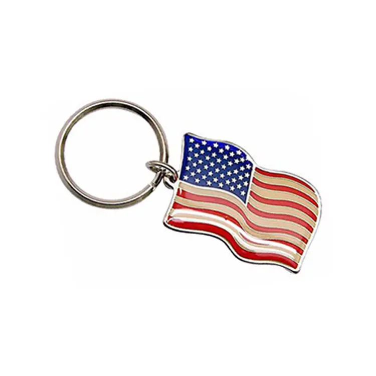 Porte-clés en métal d'émail personnalisé, drapeau américain avec époxy, nouvelle collection
