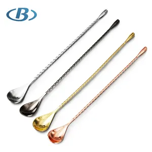 Different Color Plated Japanese Style Teardrop End Stainless Steel Mixing Spoon
