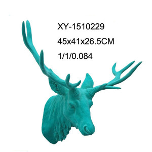 Tête de <span class=keywords><strong>cerf</strong></span> en résine artificielle floquée murale, décoration suspendue pour la maison - Product Image 1