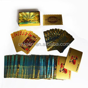 Dubai Burj Al Arab 24K Vàng Chơi Bài Poker Với Hộp Gỗ Đỏ Và Giấy Chứng Nhận - Product Image 5