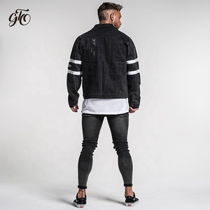 Chaqueta vaquera <span class=keywords><strong>de</strong></span> <span class=keywords><strong>hombre</strong></span> teñida Lisa <span class=keywords><strong>negra</strong></span> con diseño <span class=keywords><strong>de</strong></span> manga a la moda - Product Image 6