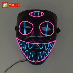 Groothandel Light Up EL Wire Neon Blue Glow Masker Rave Halloween Masker Voice Actieve Purge Led Masker voor Pasen Dag china Leverancier