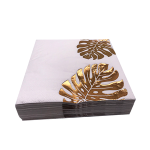 Großhandel 2-lagige Servietten Biologisch Abbaubar Goldgeprägt Foliert Individuell Bedruckt Party-Dekoration Hochzeits-Papierservietten - Product Image 1