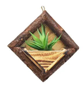 Custom logo country rustic home decorative wooden planter pot wall hanging natural wood flower box