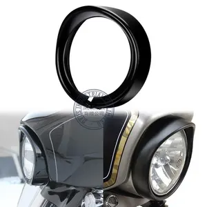 Ovos Cincin Lampu Sepeda Motor Tipe Visor Hitam, Aksesori Lampu Depan 7 Inci untuk Harley Davidson