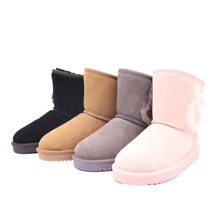 Full Sheepskin Pure Wool Hot Sale Winter Women Boots Simple Style Slip-on TPR Sole In Stock JLX-CF-345