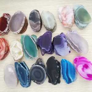 Cheap Polished Mix color Nature Stone Agate Slices Wholesale Pendant Jewelry