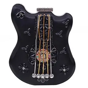 Factory OEM Rhinestone Guitar Bag Ladies Purses Fashion Flower Leather Bags