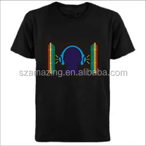 Hot sale Headphone Custom Design El Flashing T-shirt Light Up And Down Equalizer DJ Party Music Concert Shirts