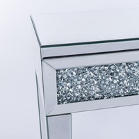 SWT — table console miroir en diamant écrasé, 2 tiroirs, pour le salon