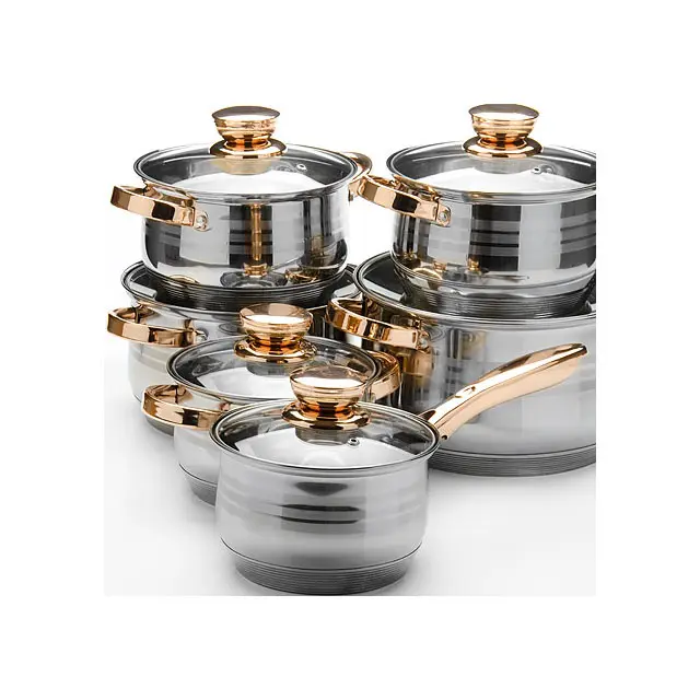 16/18/20/22 CM Modern luxury kitchen pot cooking different sizes cookware set polished deep cooking pots large cookware sets