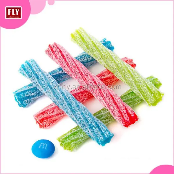 Sour Fruit Flavor Long Twist Gummy and Jelly Candy Stick