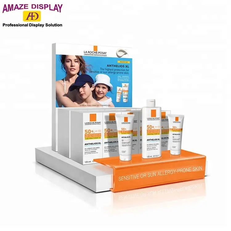 Para cosméticos display rack stand personalizado da pele creme de limpeza facial protetor solar maquiagem exibição