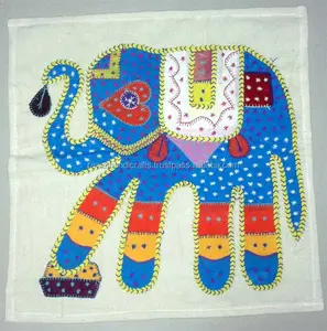 Housse de coussin brodée à la main, housse de coussin indienne design éléphant, taie d'oreiller, logo personnalisé de luxe, marque privée, Noël