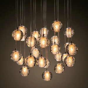 Ceiling Lamp Hanging Fixture Lighting G4 Staircase Modern Chandelier LED Pendant Light crystal ball indoor ceiling light