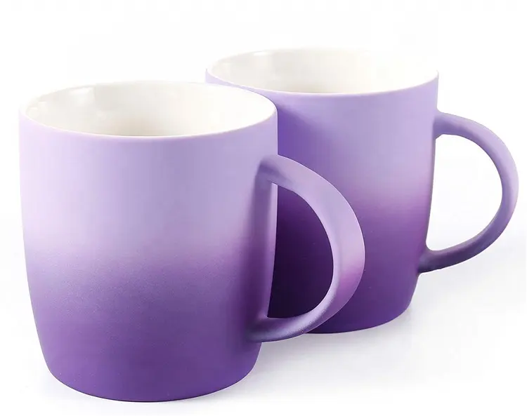 New design purple colorful reactive glazed ceramic cheap bulk coffee mug