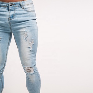 <span class=keywords><strong>Pantalones</strong></span> Vaqueros Negros Rotos de la Marca Gingtto para <span class=keywords><strong>Hombre</strong></span>, Estilo Selvedge, Elásticos, Ajustados, <span class=keywords><strong>Super</strong></span> Fly, Desgastados - Product Image 4