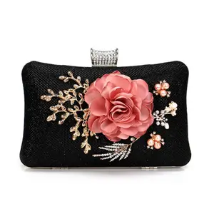 กระเป๋าคลัทช์ดอกไม้สำหรับผู้หญิง,กระเป๋าถือสำหรับงานแต่งกระเป๋าคลัทช์สีดำกระเป๋าสำหรับงานกลางคืน