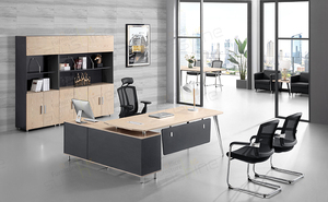 مصنع صيني أثاث مكتبي MDF حديث على شكل حرف L مع تصميم أنيق - Product Image 2