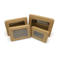Boîte à lunch en papier Kraft marron, 50 pièces, boîte à aliments jetables écologiques, emballage à emporter avec fenêtre transparente