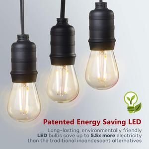 Luz colgante para el hogar y el jardín conectable de grado comercial, bombillas Edison inastillables S14 de 48 pies, luces de cadena para exteriores resistentes a la intemperie - Product Image 4