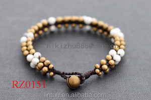 Gets.com de nouveaux produits 2016 femmes blanc naturel turquoise wrap bracelts en laiton cloche bracelet - Product Image 5