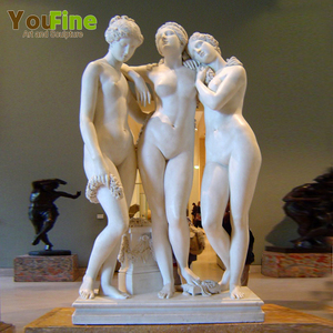 Estatuas de Mármol de Tamaño Real de las Tres Gracias, Desnudas y Blancas - Product Image 4
