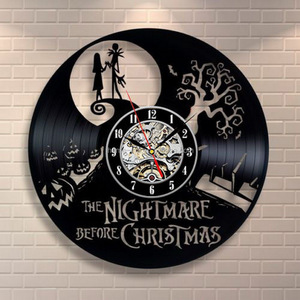 Disco de vinilo decoración pesadilla tema reloj de pared - Product Image 1