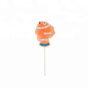 red color fish shape soft candy lollipop hot sell