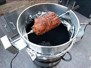 Heavy-duty Electric Motor 22-1/2-Inch Stainless Steel <strong>Charcoal</strong> Kettle <strong>Rotisserie</strong> Ring Kit