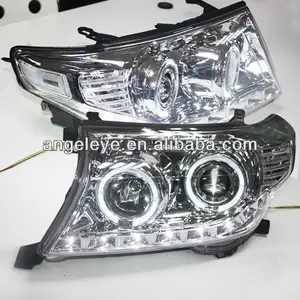 Chrome housing LC200 FJ200 LED Angel Eyes Head Lamp for Land Cruiser V2 Type