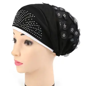 MJ04 Moslim Hijaabs India Hoeden Islam Dame Hoeden Vrouwen Head Cover Kleine Crystal Applique Sequin 2022 Nieuwe Komen Mode Hoeden