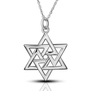 Merryshine 18K Rhodium Plated 925 Sterling Silver Jewelry Merkaba Star Pendant Necklace for Women Jewelry