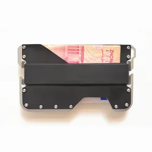 คลิปหนีบเงินโลหะ RFID การปิดกั้นผู้ถือบัตรเครดิต EDC กระเป๋าสตางค์หนังวัว