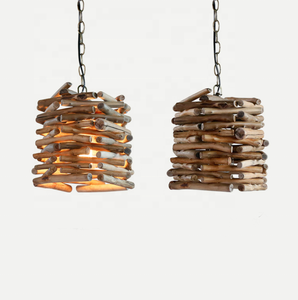 Lampe led suspendue en bois au design post-moderne, ampoules E27, design vintage cylindrique, éclairage d'intérieur, luminaire décoratif de plafond, idéal pour un <span class=keywords><strong>restaurant</strong></span> - Product Image 1