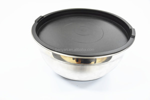 Ensemble de bols à salade antidérapant, fond en Silicone coloré, stockage en métal, ensemble de bols à mélanger en acier inoxydable avec couvercles et brosses noires - Product Image 4