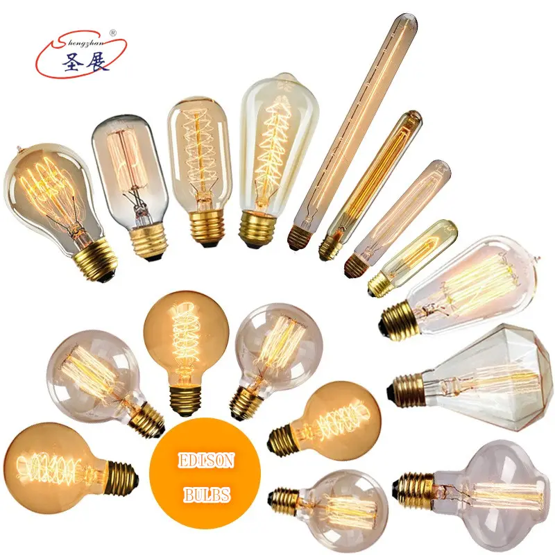 25W 40W 60W Retro dekorative Glühlampe Glühlampe A19 ST58 ST64 G80 G95 G125 T185 T300 T45 Vintage Edison-Lampen