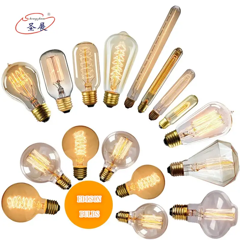 Декоративная лампа накаливания в стиле ретро, винтажная лампа накаливания Эдисона, 25 Вт, 40 Вт, 60 Вт, A19, ST58, ST64, G80, G95, G125, T185, T300, T45