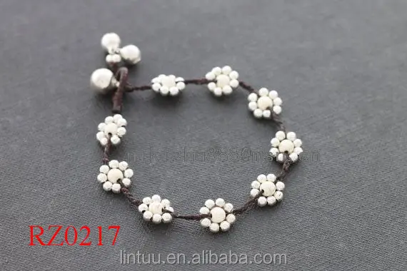 Sino de bronze da forma da flor branca pulseira venda wholse Flor artificial pênis em dubai pulseira