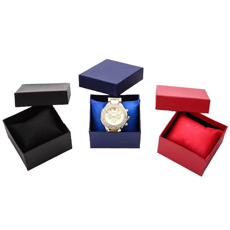 Barato al por mayor de cartón duro Plaza OEM logotipo personalizado de impresión de caja de reloj para joyería de paquetes