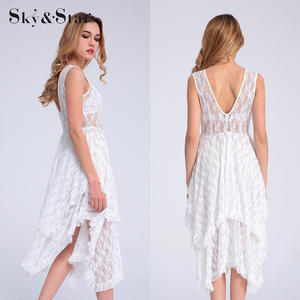 Design <span class=keywords><strong>de</strong></span> mode Robe pour les Femmes 2018 Sans Manches et <span class=keywords><strong>Dos</strong></span> <span class=keywords><strong>Nu</strong></span> Couche Robe Blanc Dentelle pour <span class=keywords><strong>femme</strong></span> - Product Image 3