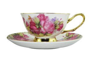 2014ผลิตภัณฑ์ร้อน200มิลลิลิตรกระดูกจีนสไตล์ยุโรปดอกไม้รูปแบบถ้วยกาแฟพร้อมจานรองชุดสำหรับโรงแรม - Product Image 2