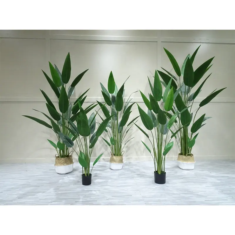 Venta al por mayor de 180 cm de altura con 28 pcs hojas artificiales de aves del paraíso flor planta bonsai para la venta
