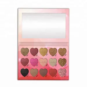 2018 New design cosmetics custom your own 15 colors heart shade private label eyeshadow palette