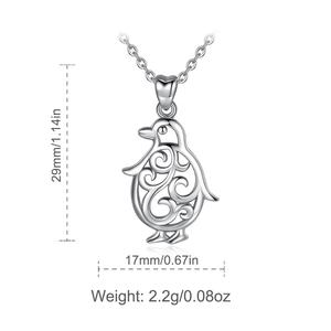 المرأة الجميلة مجوهرات فضة 925 مزدوج اللون تصفيح البطريق لطيف الحيوان قلادة القلائد - Product Image 2